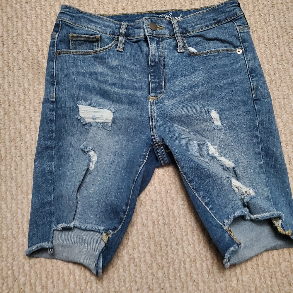 High-rise jean bermuda shorts